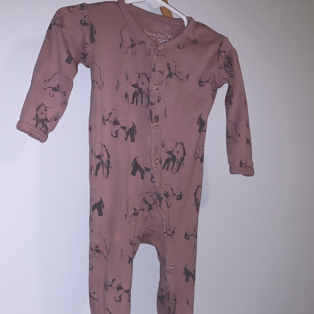 Loved baby mauve elephants organic cotton 6-9